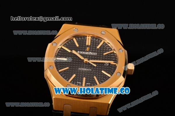 Audemars Piguet Royal Oak 39MM Miyota 9015 Automatic Yellow Gold Case with Black Dial and Stick Markers (BP) - Click Image to Close